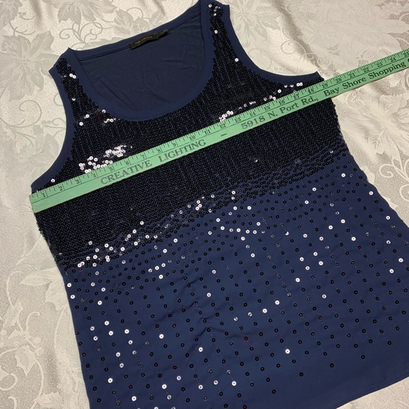 The Limited Silk Tank Navy Blue Sequins, Modal L - Picture 6 of 8